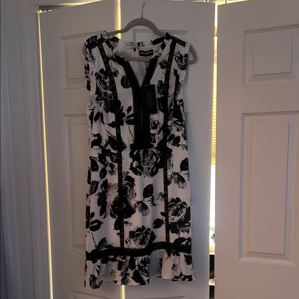Karl Lagerfeld Floral Black and White Dress